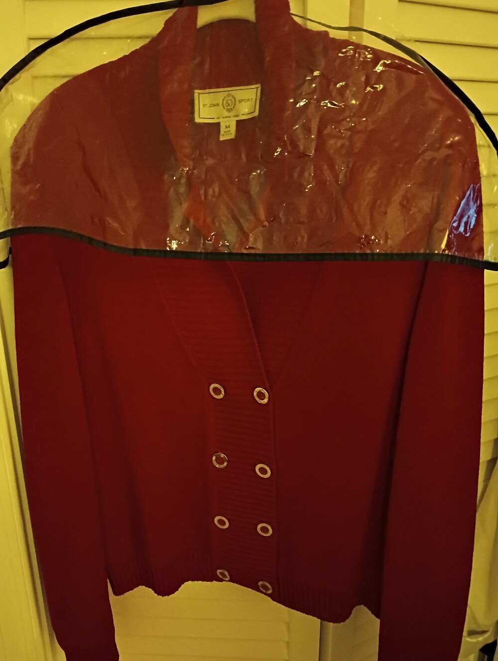 St. John Sport by Marie Gray Red Double-Breasted Knit Jacket